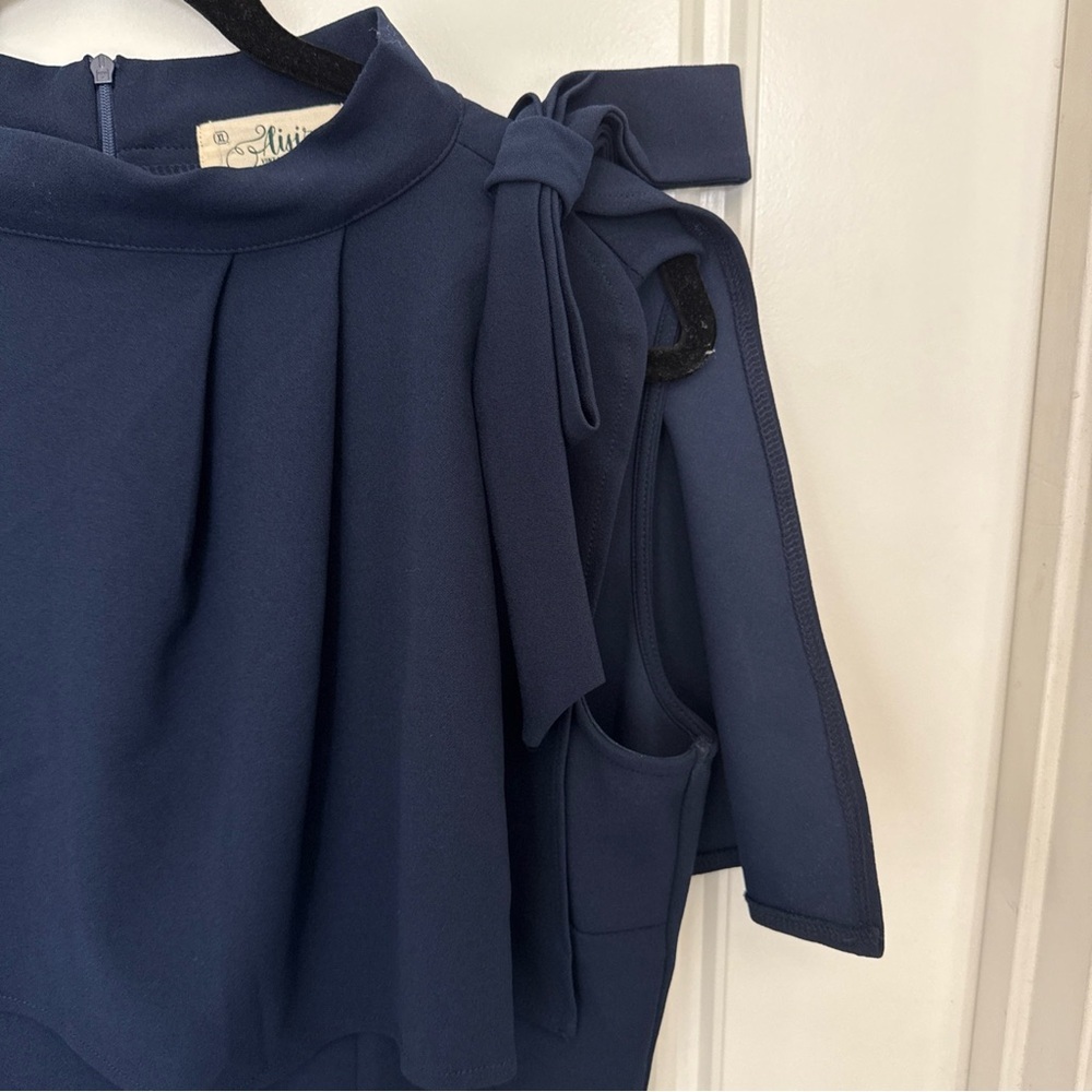 Aisize Women’s Vintage Redefined Dress Size Xl Navy Blue Midi Length